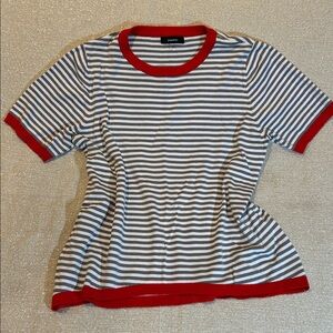 Dokotoo Casual Striped Knit Sweater Short Sleeve Striped‎ Accent Color Size XL